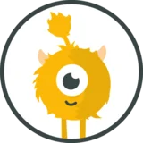 Ein fröhliches gelbes Monster mit einem Auge.