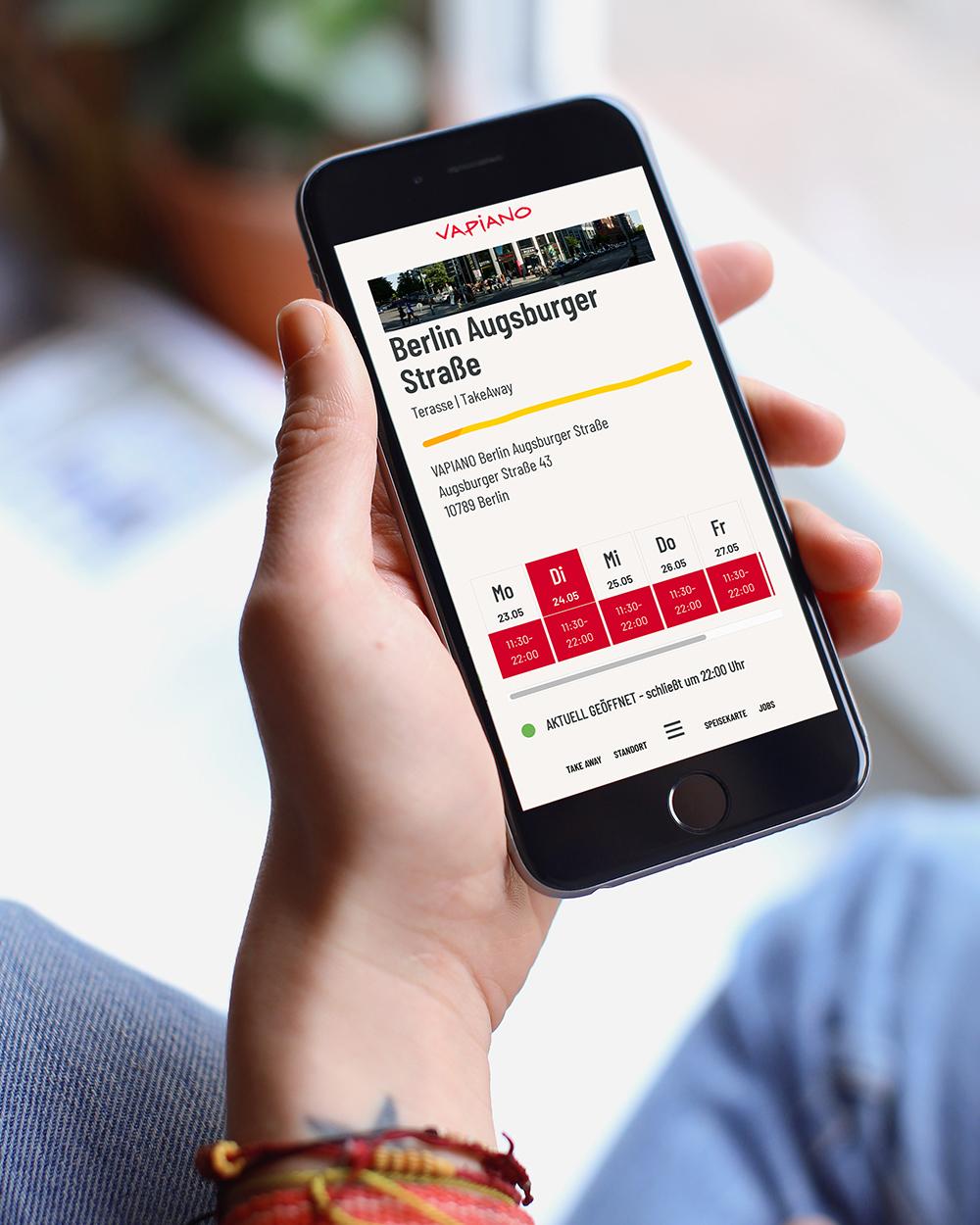 Mobile Ansicht der neuen Website - Standorte